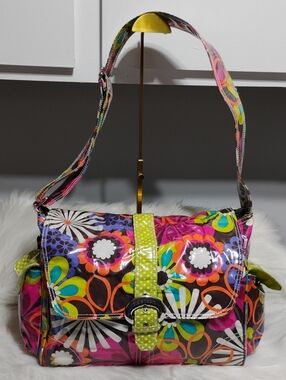 Kalencom Multicolor Floral Laminated Shoulder Bag W/Adjustable Strap